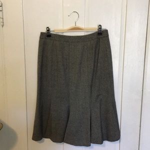 Wool herringbone pencil skirt